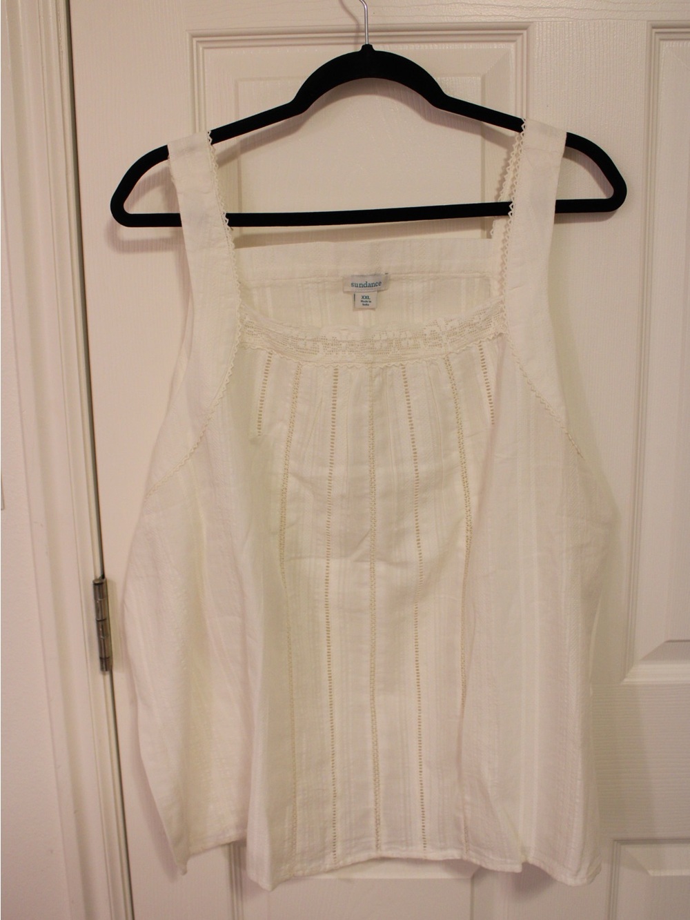 sundance boutique White Cotton Lace-Trim Tank Top